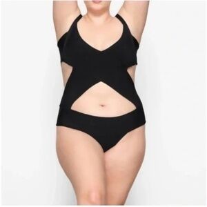 SKIMS Knit Beachwear Bandage Monokini One-piece Swimsuit Onyx Black 3X NWT